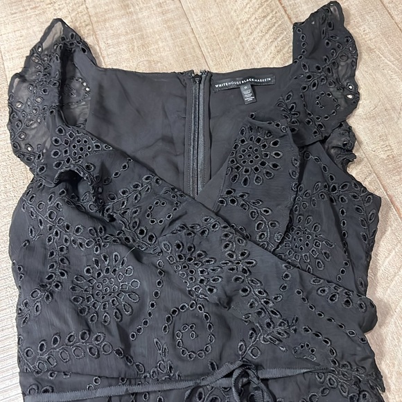 White House Black Market black eyelet faux wrap dress - Picture 4 of 7